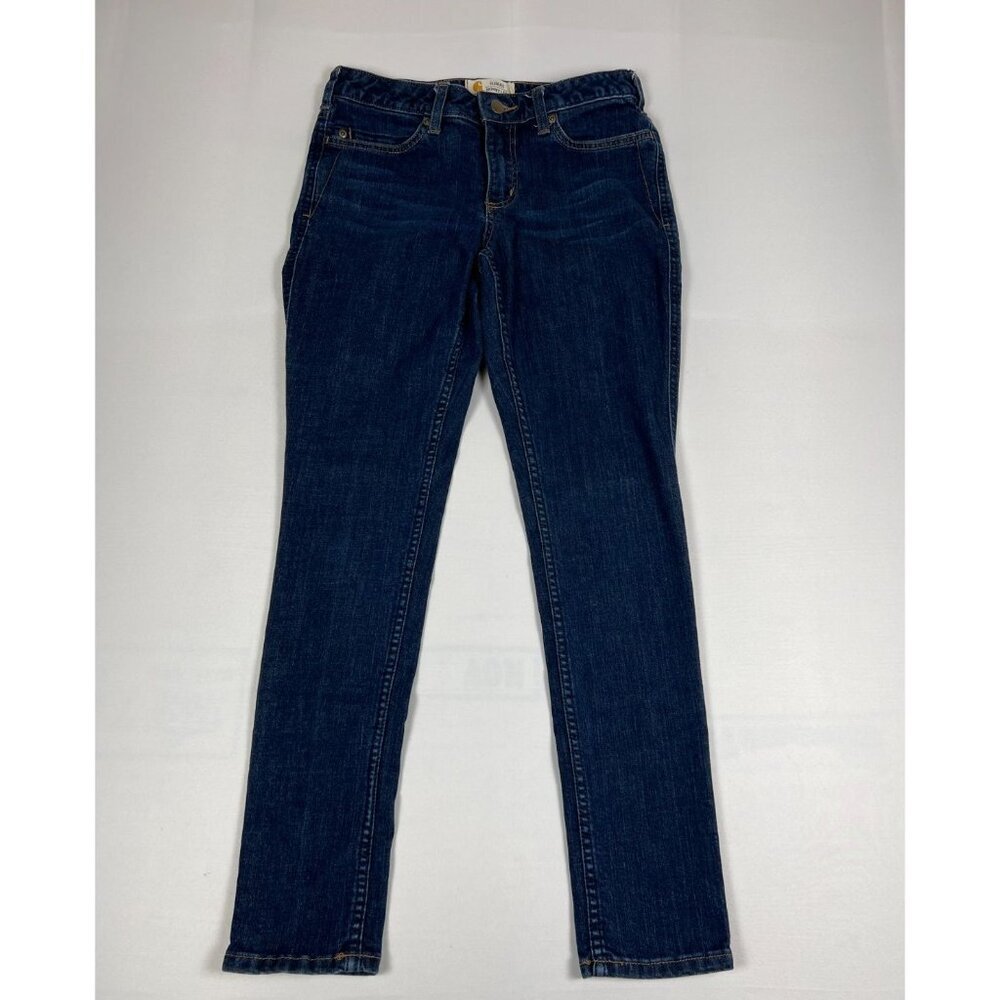 Carhartt Women 4 Regular 27.5" Slim Fit Skinny Leg Blue Denim Stretch Jeans